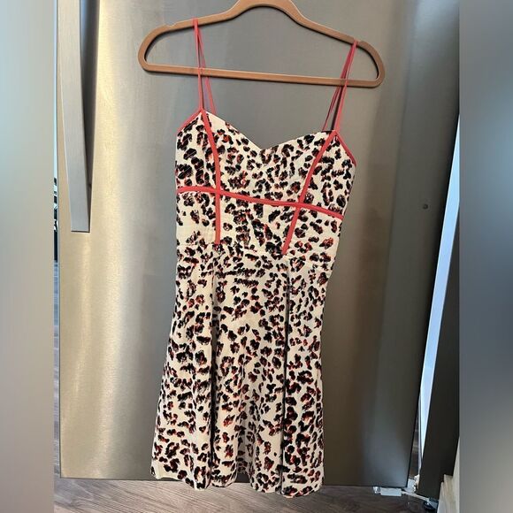 (last call) Parker Dress Roland White Leopard Print Silk Fit & Flare Mini Dress - Picture 8 of 10